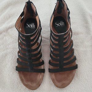 Sofft Black Wedge Sandals (Size 8)